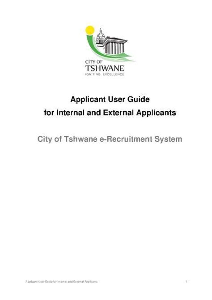 Explore The City Of Tshwane E Recruitment System Register