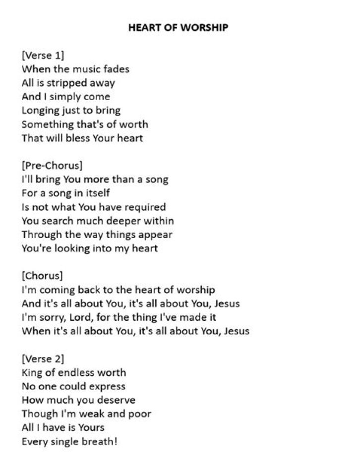 Heart Of Worship Lyrics |
