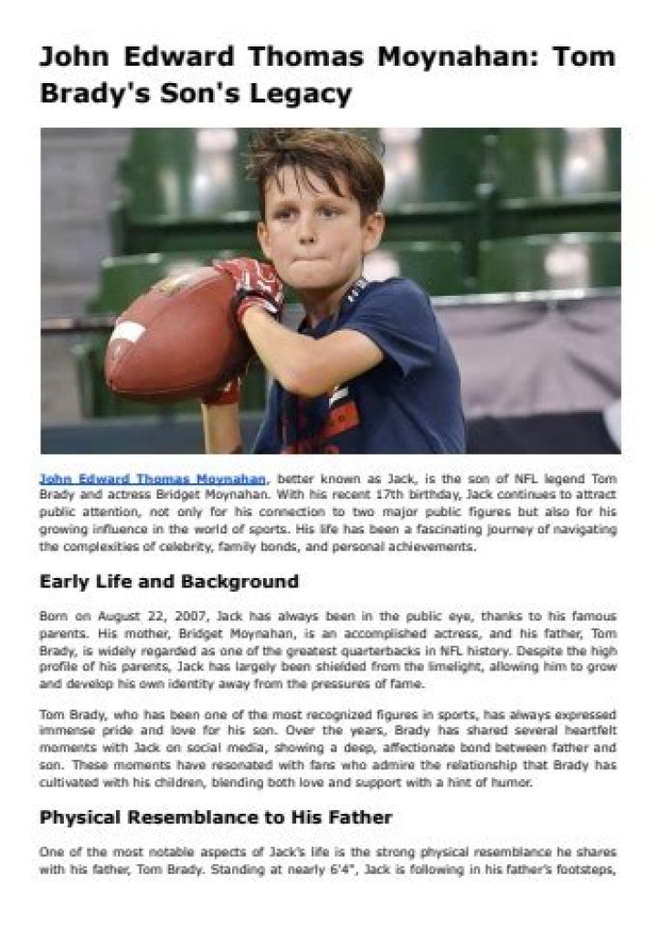 John Edward Thomas Moynahan, Son Of NFL Legend Tom Brady