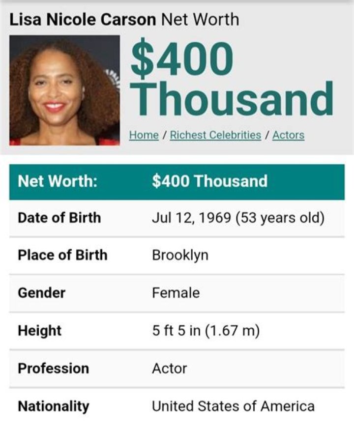 Lisa Nicole Carson Net Worth