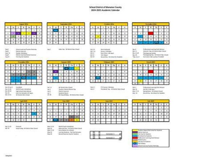 Manatee County School District Calendar |