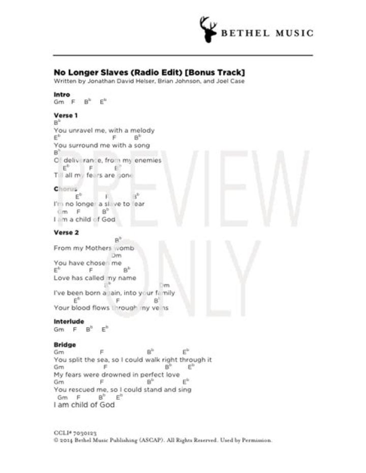 No Longer Slaves Lyrics |