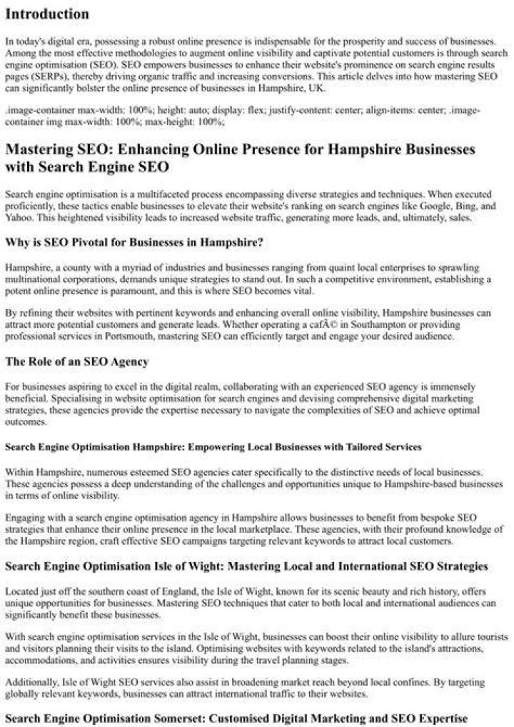 SEARCH ENGINE SEO HAMPSHIRE