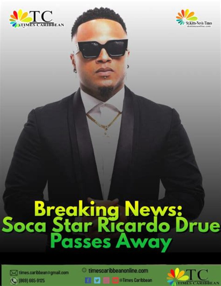 Soca Star Ricardo Drue Passes Away at 38; Cause of Death Not Disclosed |