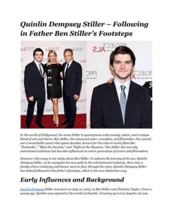 Unveiling The Extraordinary Journey Of Quinlin Dempsey Stiller